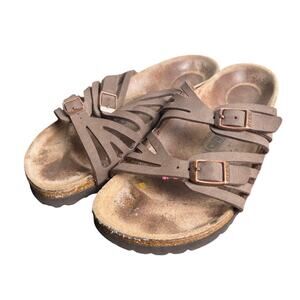 Birkenstock Granada Brown Birkoflor Vegan Leather Slide Sandal Size 8